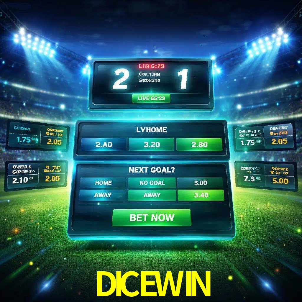 Vista de apuestas en vivo DICEWIN durante un partido en curso