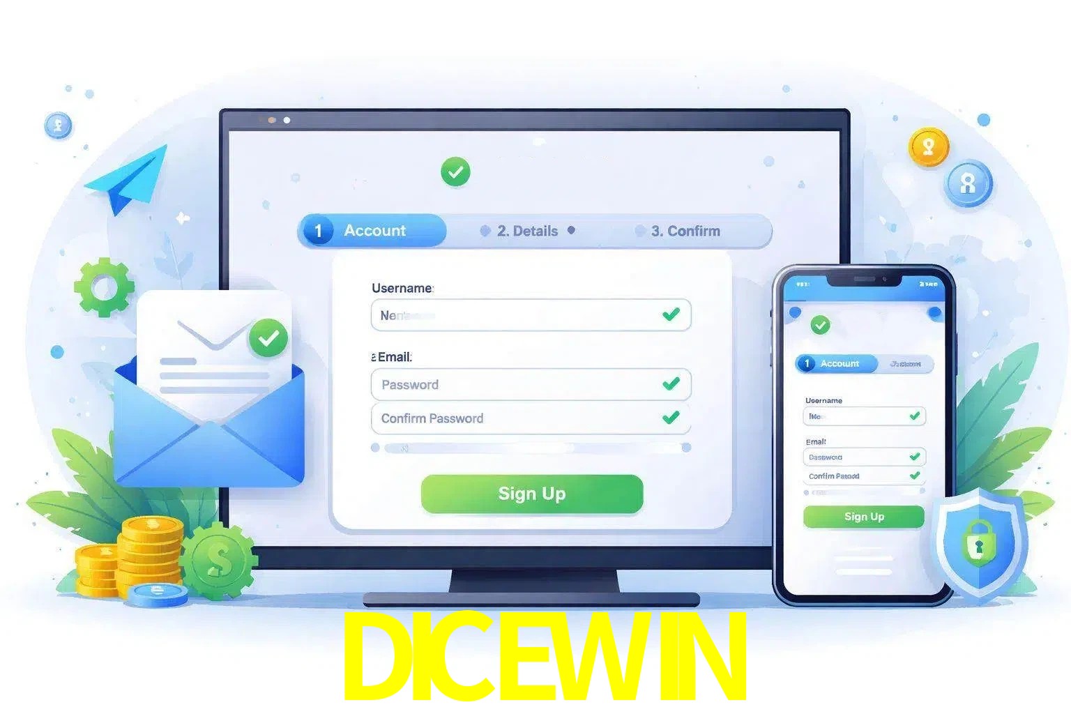 Registro de nuevo usuario y configuración de cuenta DICEWIN